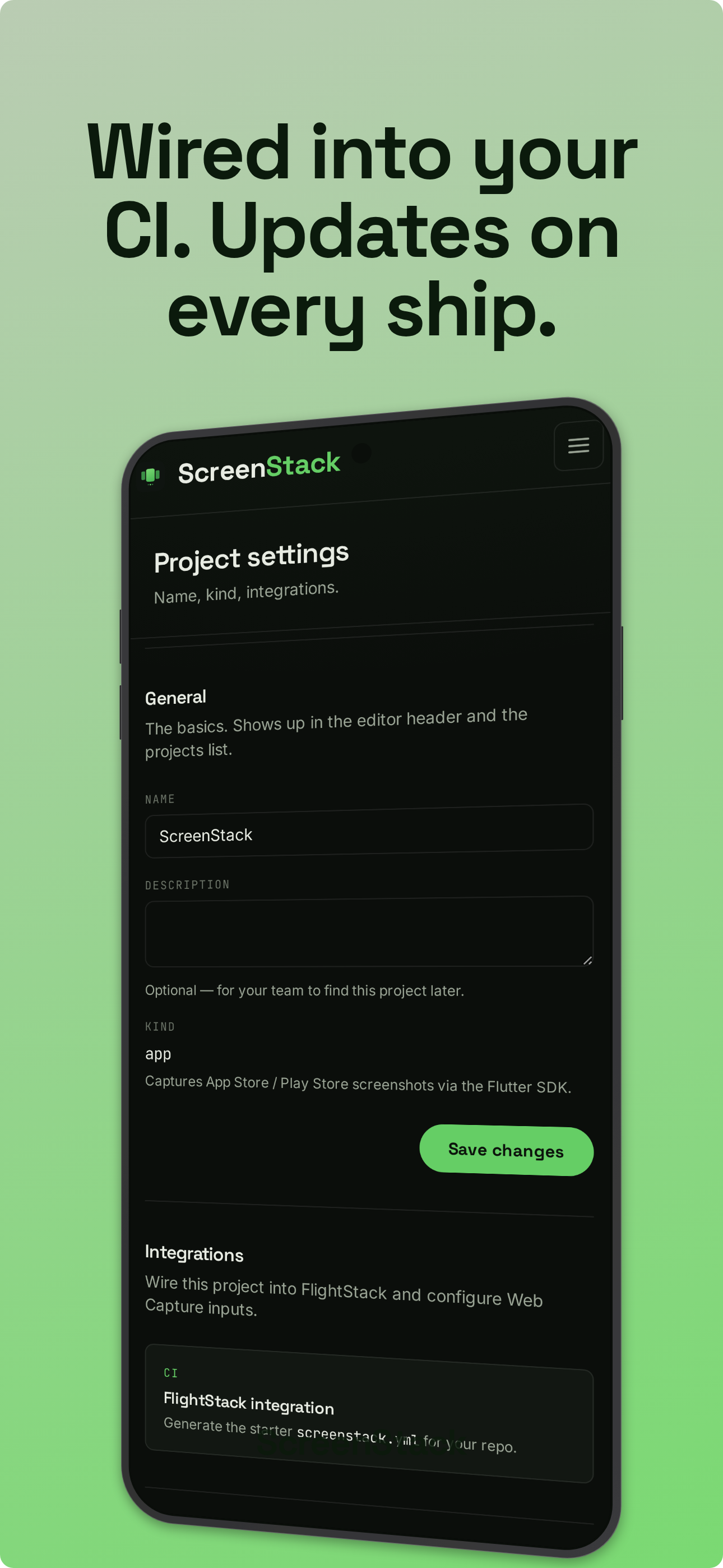 ScreenStack editor shown inside a Pixel 9 Pro device frame