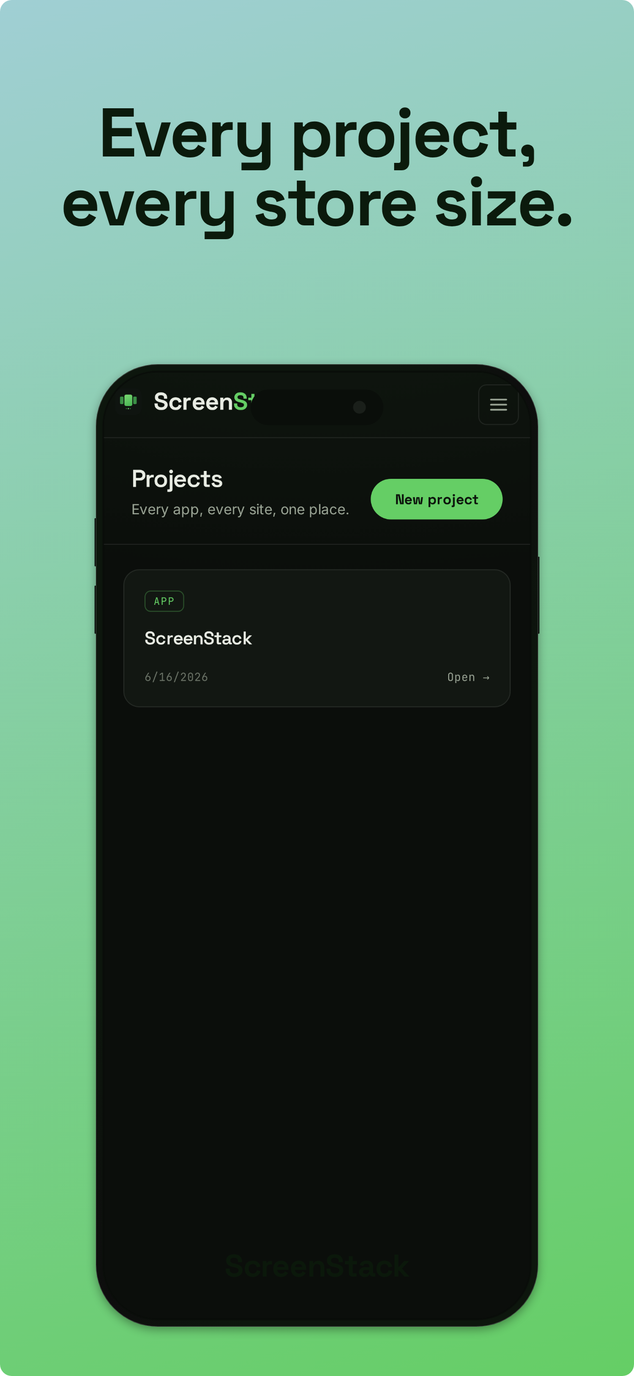 ScreenStack pricing page shown inside an iPhone 16 Pro device frame